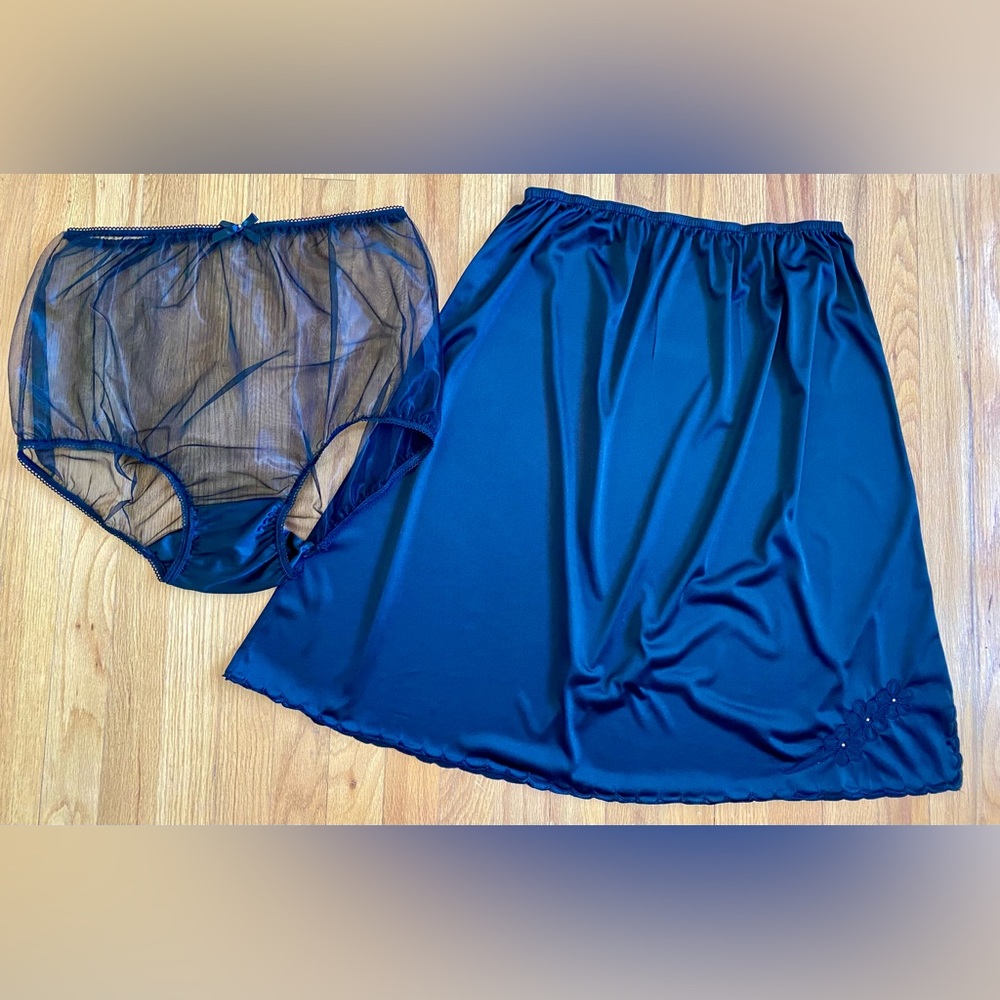 Vintage 60s Half Slip and Sheer Brief Panties *Size 11/3X* High Waist Underwear